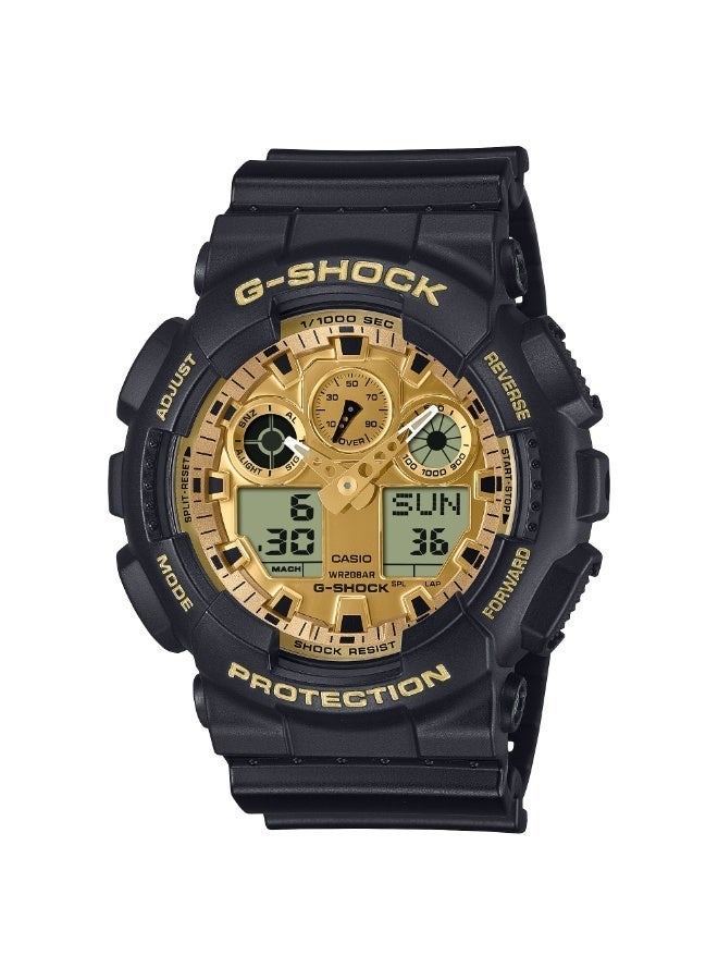 CASIO G-SHOCK ANALOG-DIGITAL MEN'S WATCH GOLD DIAL GA-100GGB-1A9 - 55 × 51.2 × 16.9 mm